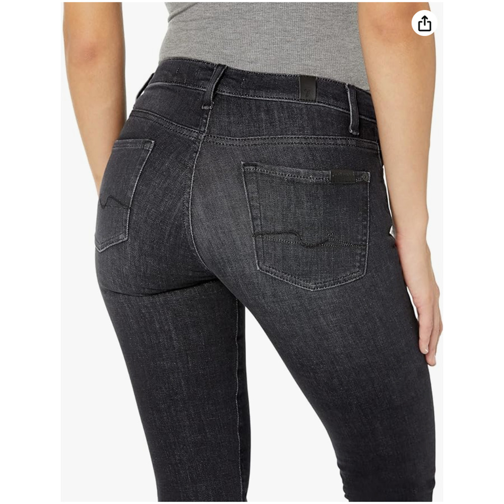7 FOR ALL MANKIND NWT High Waist Super Skinny Dark Jean in Savage // 24 - Picture 3 of 14